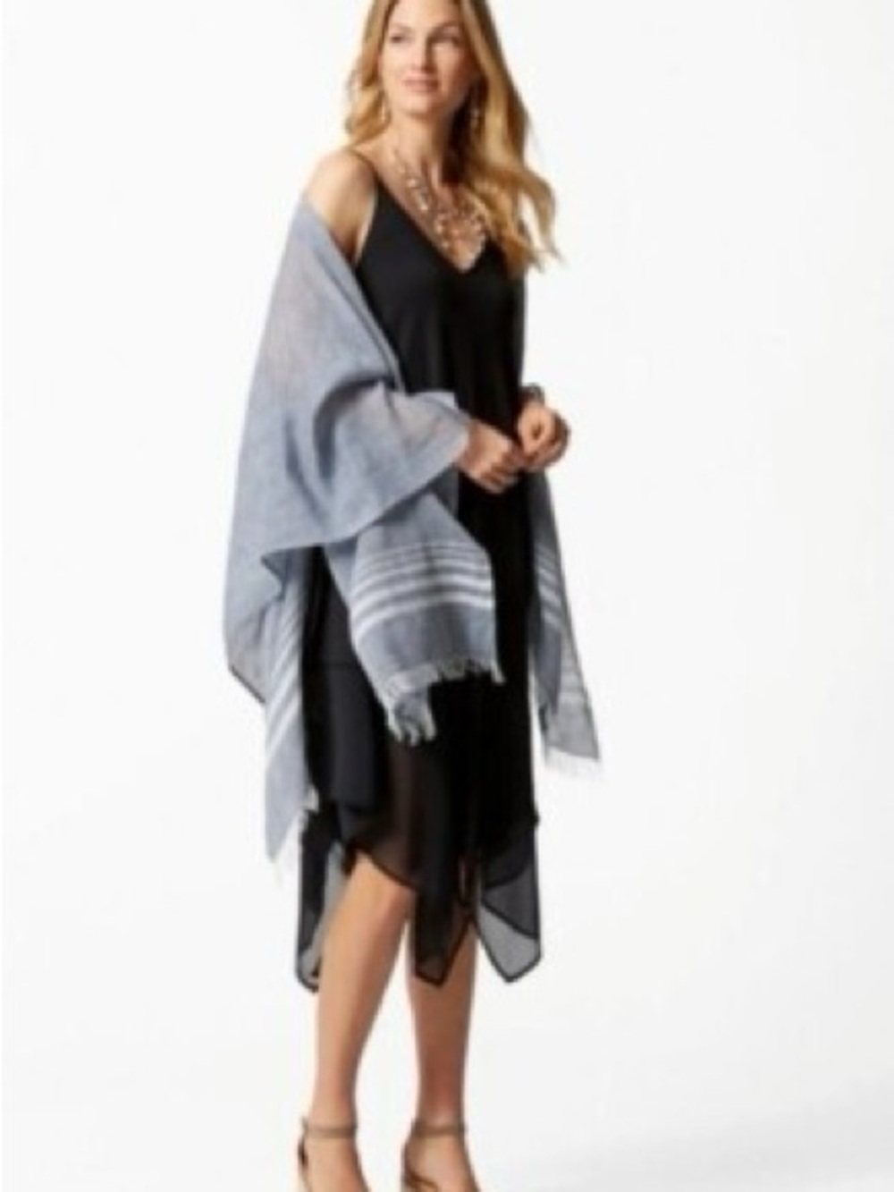 Tommy Bahama Lightweight Blue Striped Wrap - Beach to Evening Shawl NWT